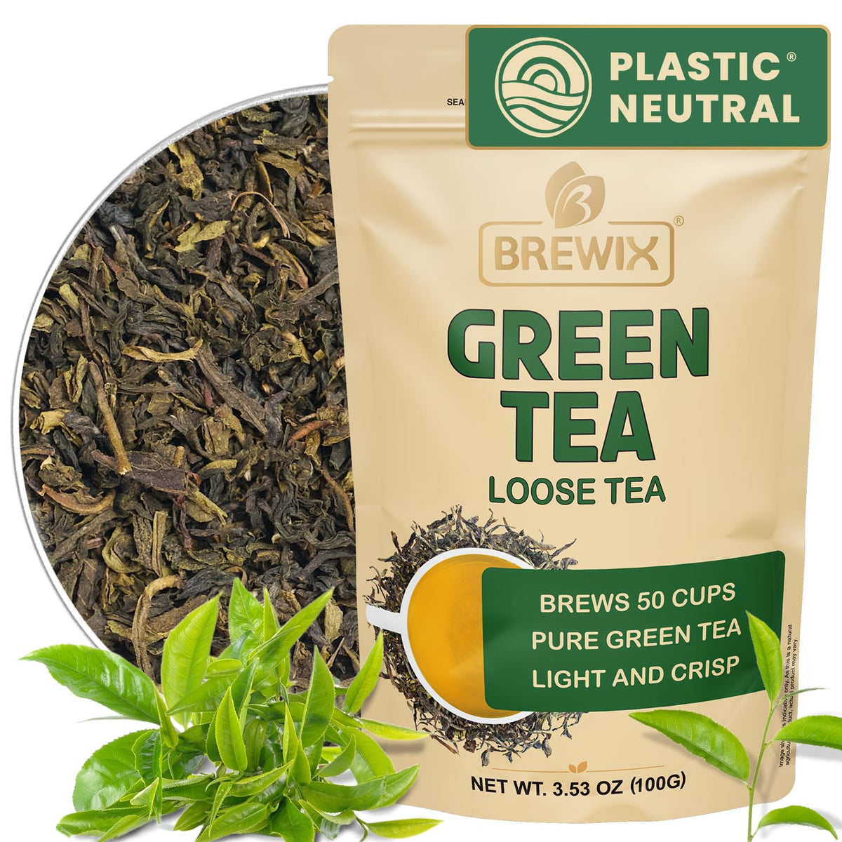BREWIX Darjeeling Green Tea Loose Leaf (50+ Cups