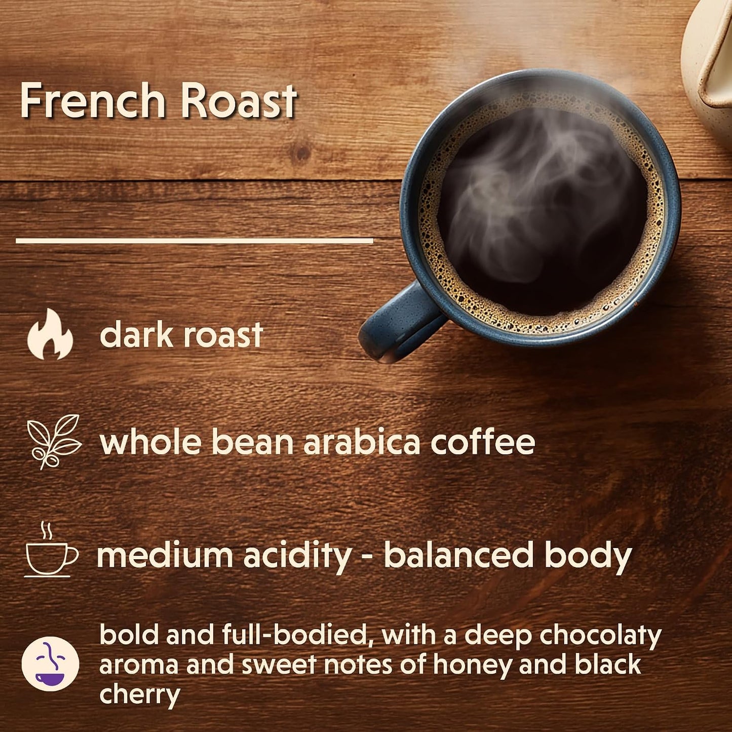 Coffee Bean Direct French Roast Colombian Supremo, Whole Bean, 2.5lb Bag | Dark Roast, Single Origin Arabica Coffee Beans