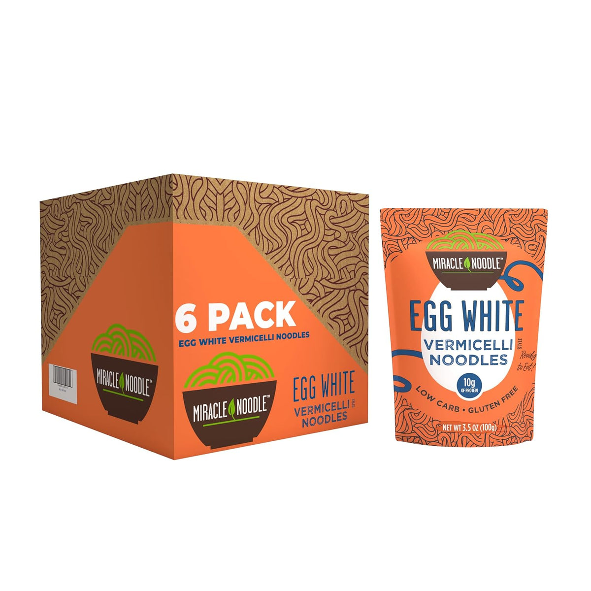 Miracle Noodle Egg White Vermicelli Pasta, 3.5 Oz (Pack of 6)