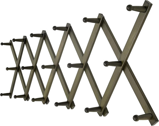 Dseap Accordion Wall Hanger: 16'' High Wooden Wall Expandable Coat Rack,Hat Rack Holder,Accordion Hook for Baseball