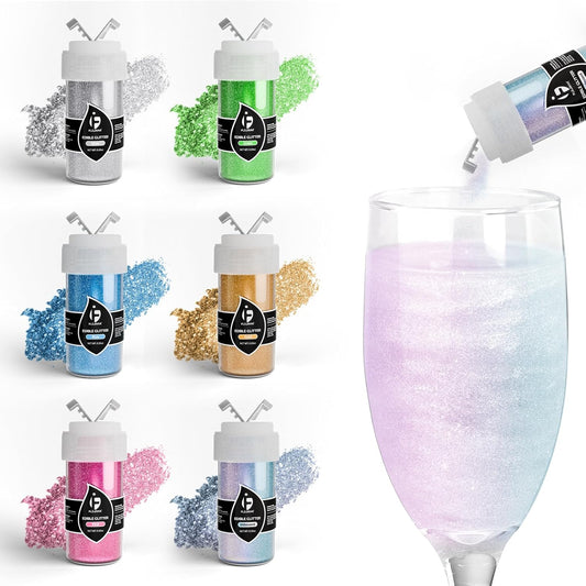 Edible Glitter for Cocktails, Edible Luster Dust 6 Colors, Food Grade Glimmer Sprinkles for Baking, Cakes, Strawberries,