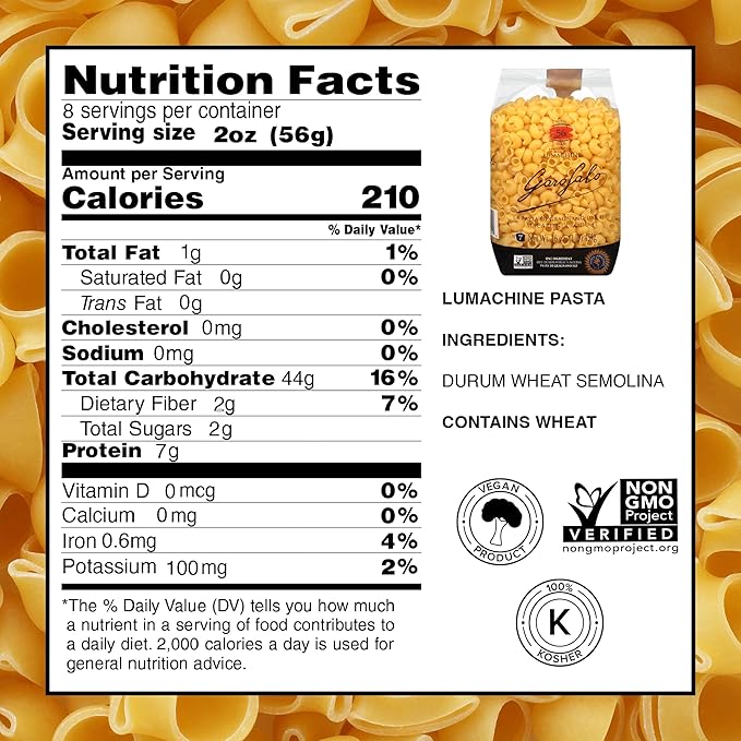Garofalo - Premium Durum Wheat Semolina Lumachine Pasta, Italian Made, Bronze-Drawn, Al-Dente, One-Ingredient Pasta (2 pack)