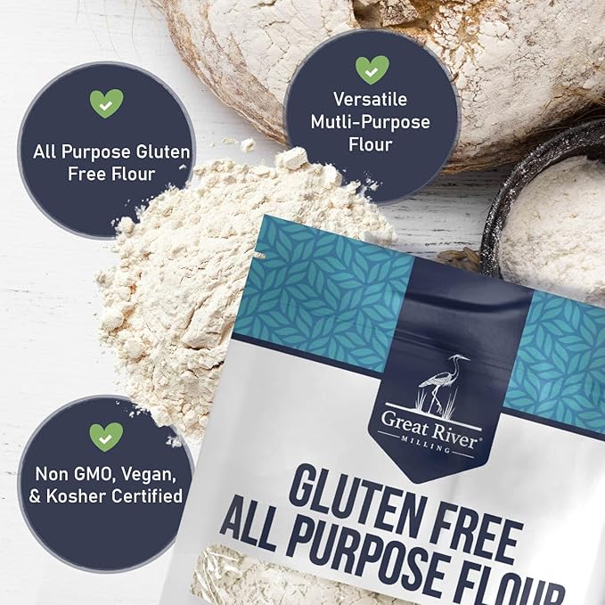 Great River Milling Gluten Free All Purpose Flour | Made from All Purpose Gluten Free Baking Alternative Ingredients | Non-GMO, Glyphosate Free, Kosher, Vegan Certified | 2 Lb