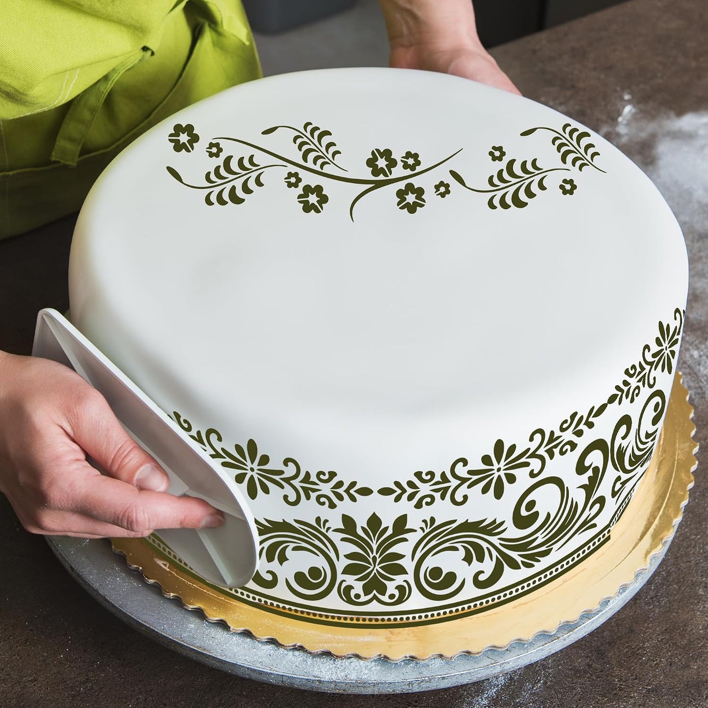 Sitsink Cake Stencils Decorating for Baking - 12 Pcs Reusable Floral Border Stencils, Mexican Art Flower Lace Stencil, Buttercream Templates for Painting on Wood Crafts
