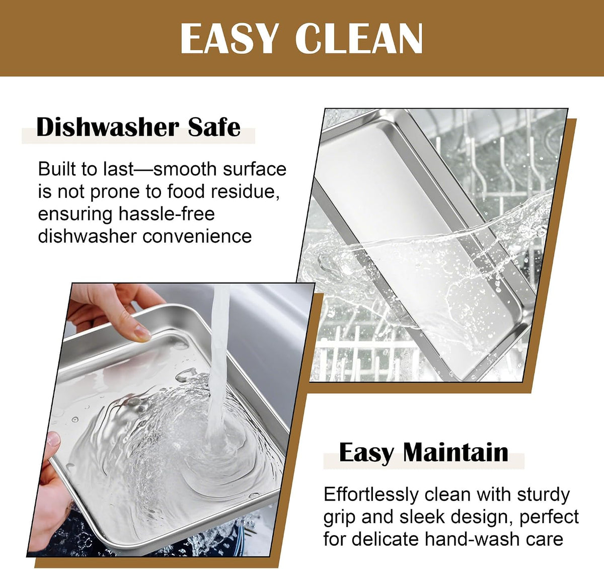 E-far Baking Sheet with Wire Rack (2 Pans + 2 Racks), Stainless Steel Cookie Sheets Pan &amp; Cooling Rack for Baking Cookies Cake, Non Toxic &amp; Heavy Duty, Oven &amp; Dishwasher Safe, 12.4 x 9.7 x 1 Inch