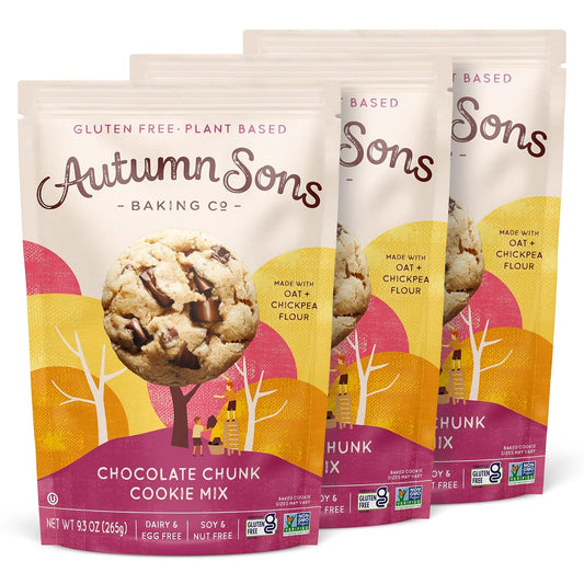 Autumn Sons Baking Co. Gluten Free Chocolate Chunk Cookie Mix. Vegan Plant Based Baking Mix. Free From 11 Common Allergens.