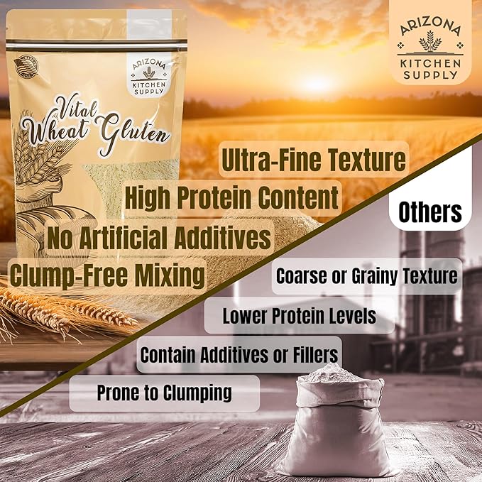 2.2 lb Vital Wheat Gluten | High-Protein, All-Natural Wheat Protein for Bread, Pizza Dough, Seitan, and More | Vegan & Keto-Friendly Baking Essential by Arizona Kitchen Supply