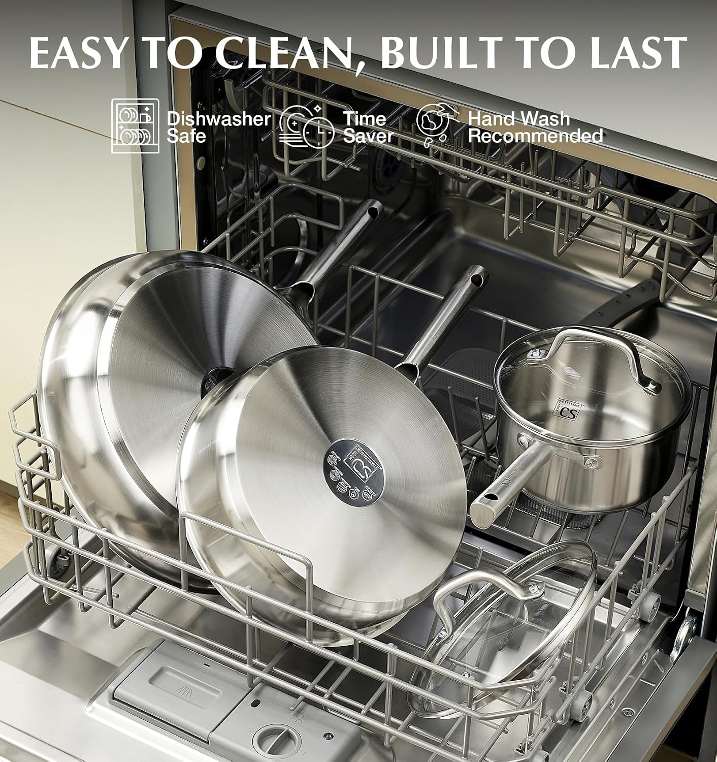 KOCH SYSTEME CS Stainless Steel Cookware Set 17 Piece with 5 Layer Base, Professional 18/10 Stainless Steel Pots and Pan