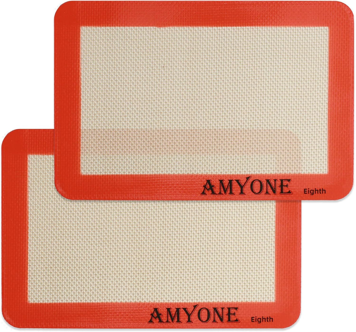 AMYONE 1/8 Sheet Silicone Baking Mats for 9x7" Toaster Oven, Platinum, 2PCS | For Eighth Sheet Pan for Cookie/Macaron/Bread/Pastry; Fits Small Toaster Oven Trays; Nonstick Reusable Food Grade Silicone
