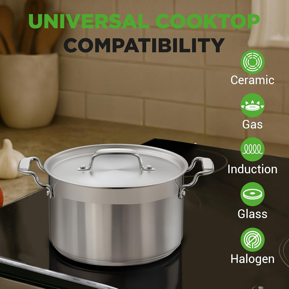 NutriChef 5-Quart Stainless Steel Stockpot with Lid- 18/8 Food Grade Heavy Duty Inox Large Stock Pot for Stew, Soup, Works w/ Induction