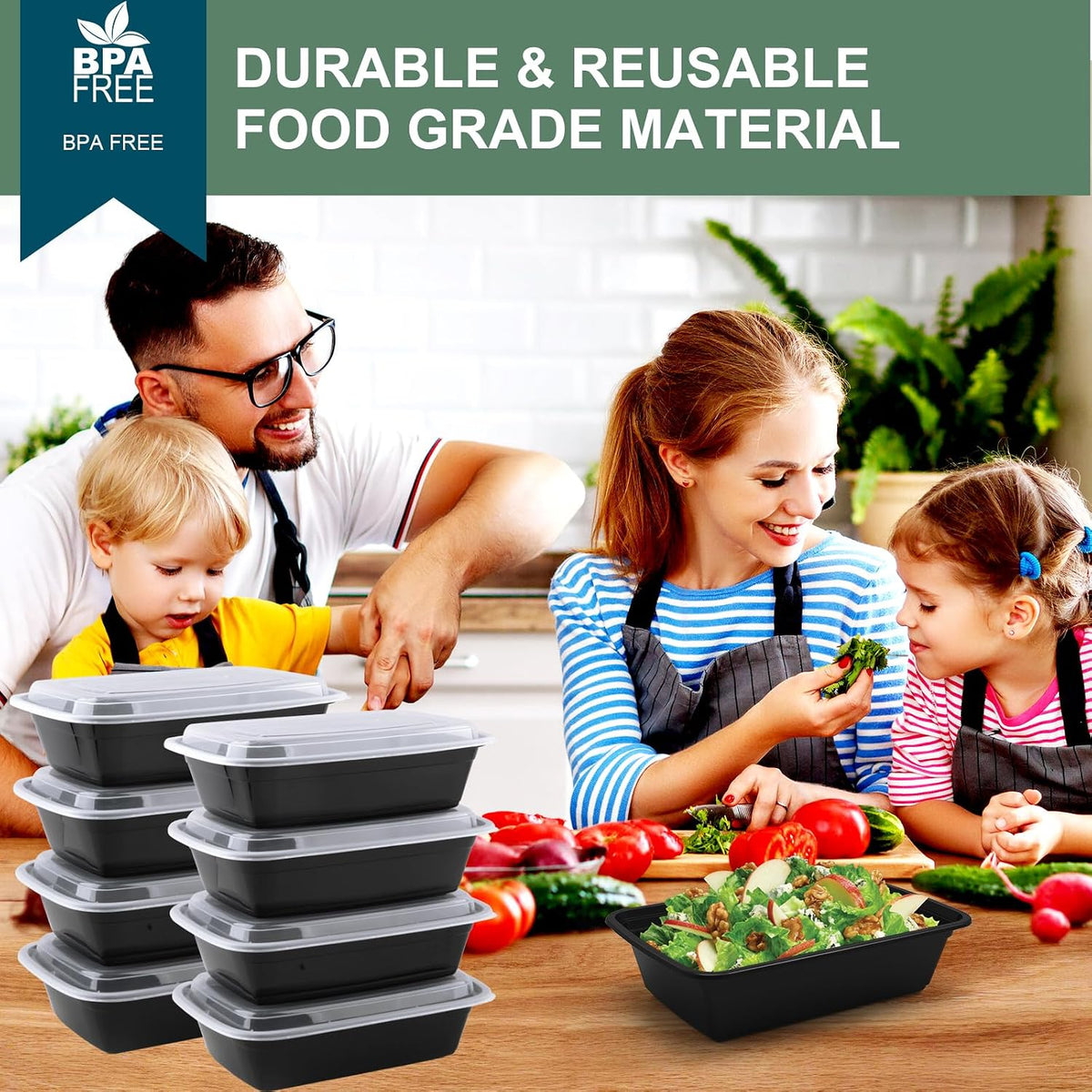 Meal Prep Containers 50 Pack - 2 Compartment Food Containers with Lids, To Go Food Containers BPA-Free, carry out Container With Lids Microwave, Dishwasher, Freezer Safe 30 oz