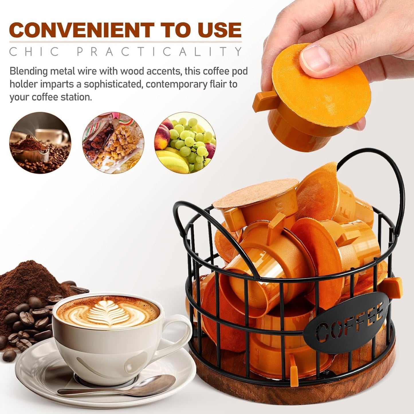 Kichvoe Coffee Pod Storage Basket Wire Coffee Pod Holder for Container Storage Open-Top Station Organization Basket with Handles for Countertop 5.51 X 5.11 X 4.72 in