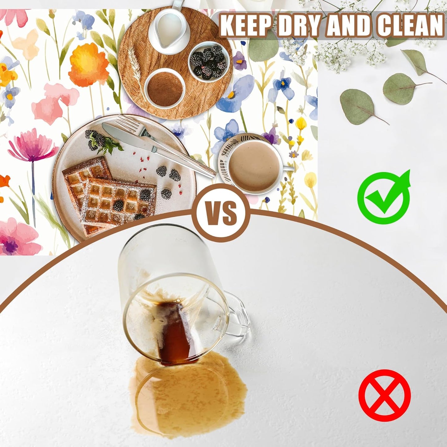 Watercolor Floral Meadow Coffee Mat Absorbent Dish Drying Mat for Kitchen Counter Hide Stain Rubber Backed Coffee Bar Accessories Fit Under Espresso Machine Dish Drainer, 11.8 x 19.7 Inch