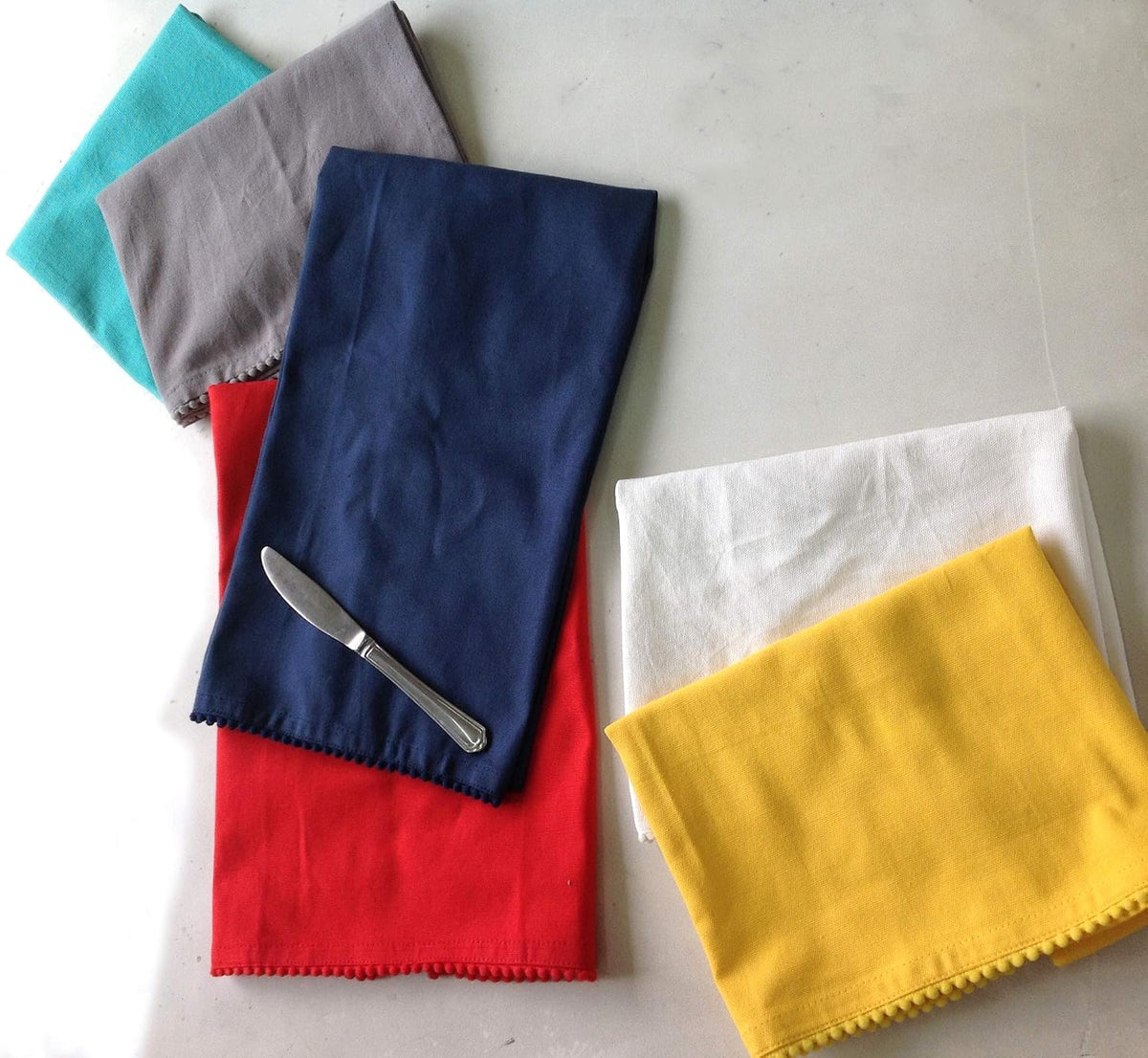TARAN LIVING Kitchen Towels 100% Cotton Dish Towels Set of 6, Assorted Tea Towels Absorbent Hand Towels with Hanging Loop, 18x28 Inch Kitchen Dish Cloths for Drying, Blanks for Embroidery &amp; Craft