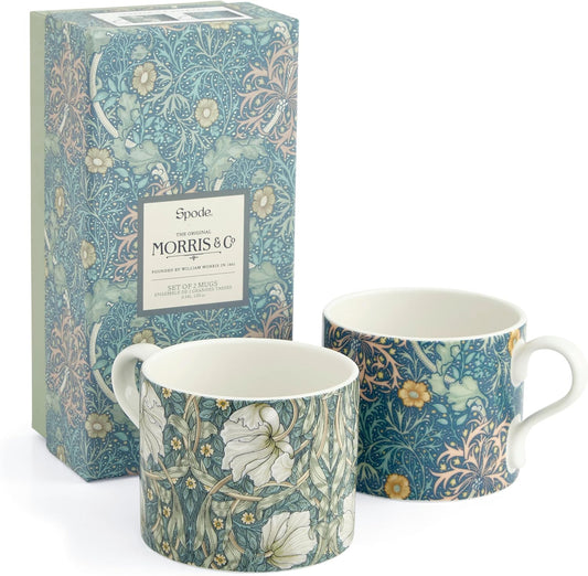 Spode Morris & Co 12oz Mug, Set of 2 - Porcelain Drinkware for Tea or Coffee, Microwave & Dishwasher Safe Cups for Kitchen