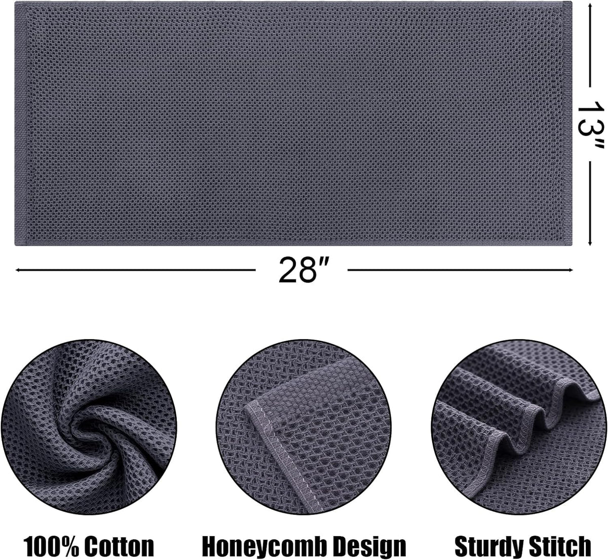 Kitinjoy 100% Cotton Waffle Weave Kitchen Towels, 12-Pack Super Soft and Absorbent Kitchen Dish Towels for Drying Dishes, Kitchen Hand Towels, 13 in x 28 in, Mixed Color