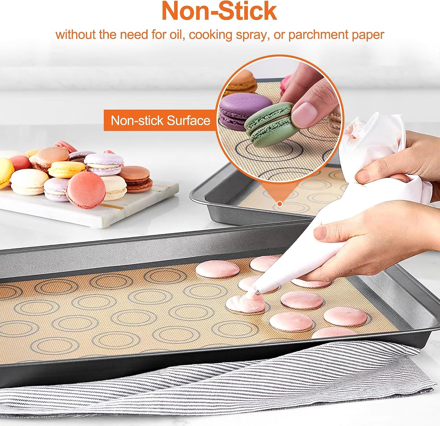 HOOMIL Macaron Silicone Baking Mats, 13 x 9 Inch, 2-Pack
