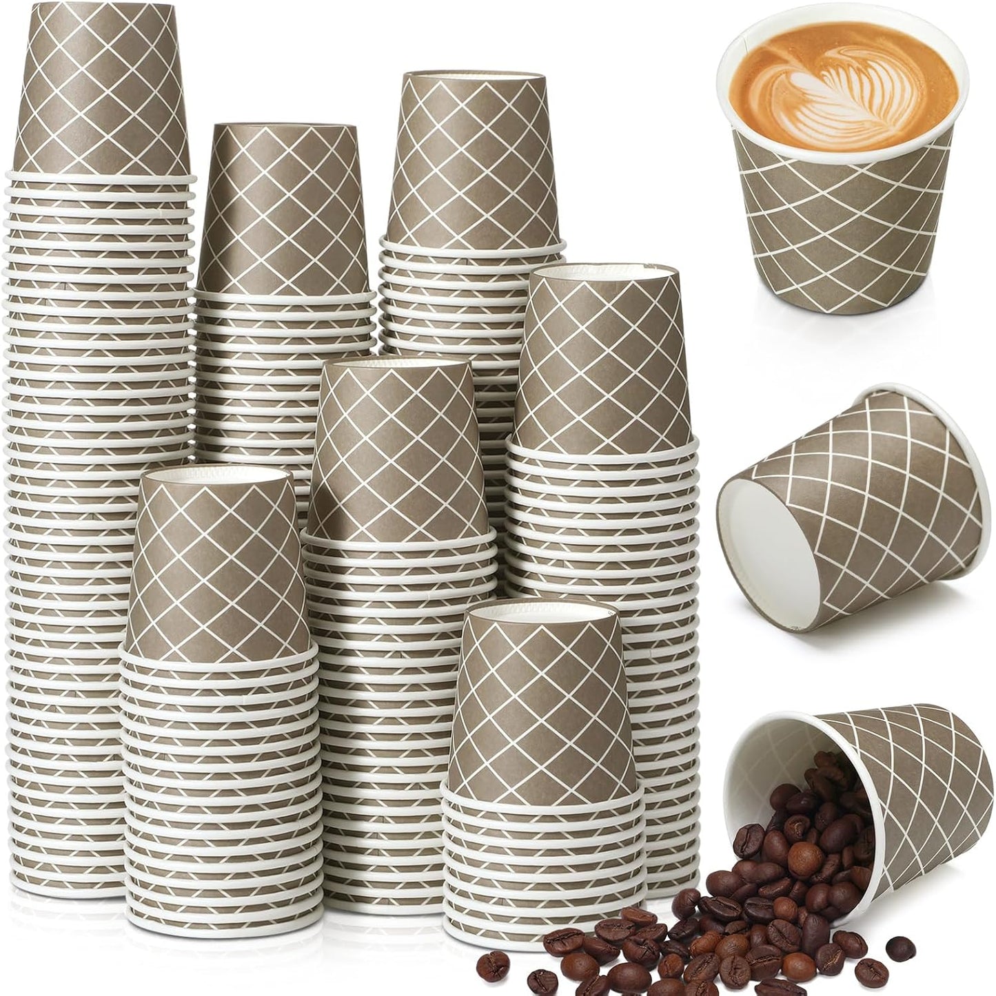 Rtteri 200 Pcs Count 3 oz Disposable Coffee Cups Disposable Espresso Cups Small Paper Cups 3 oz Cups