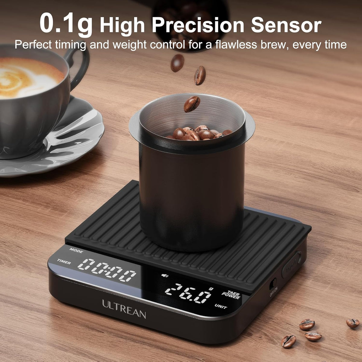 Ultrean Mini Coffee Scale with Timer, 0.1g Precision Espresso Scale