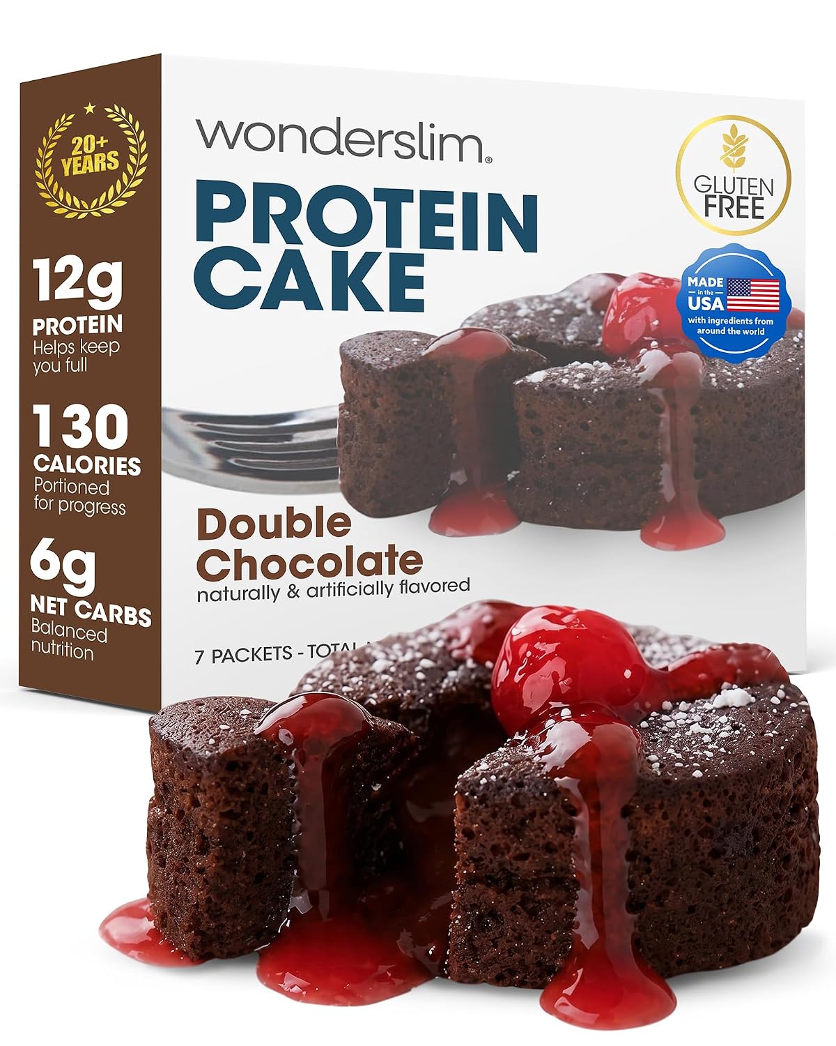 Wonderslim High Protein Cake Mix, Gluten-Free, 7ct (Double Chocolate Cake)
