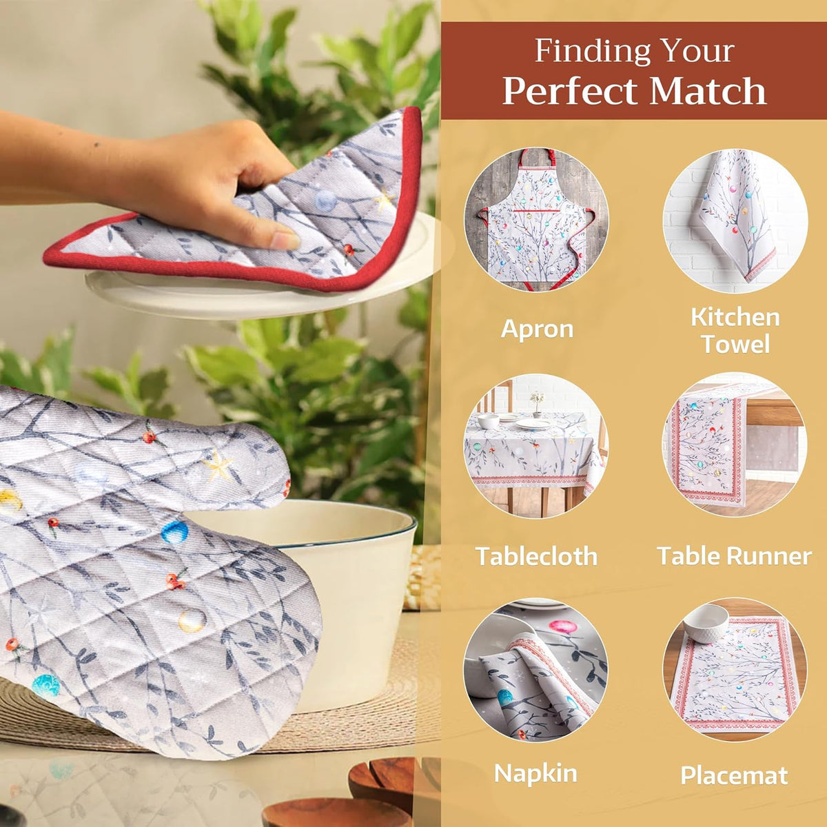 Maison d' Hermine Pot Holders Set 100% Cotton Heat Resistant Potholders 8" x 8" Hot Pads with Loop BBQ, Cooking, Baking, Grilling, Kitchen, Handling Hot Pans (Pack of 2, Fairy Christmas)