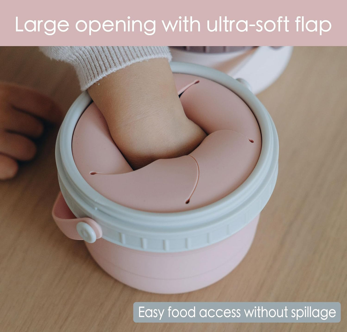 No Spill Silicone Toddler Snack Containers, Detachable Silicone Flap for Filling&amp;Cleaning, Crumb-Free Hard Plastic Screw Travel Lid, Ultra-Soft for Baby Kids Hand In-Out, Snack Cup Holder 12 oz