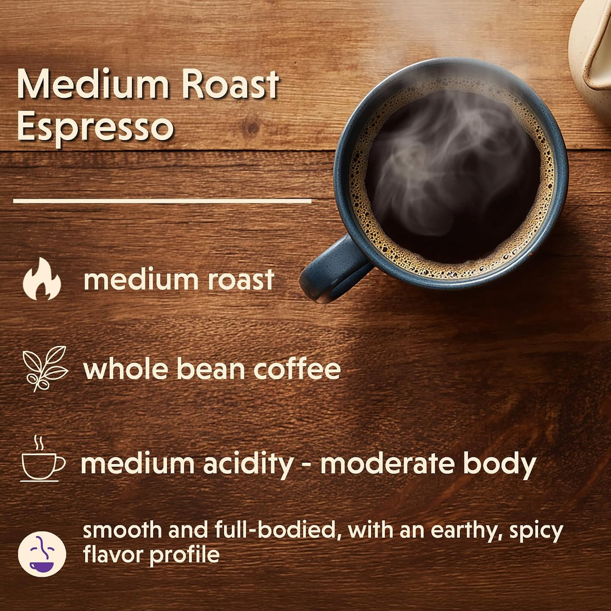 Coffee Bean Direct Medium Roast Espresso, Whole Bean, 2.5lb Bag | Medium Roast, Perfect for Drip or Espresso