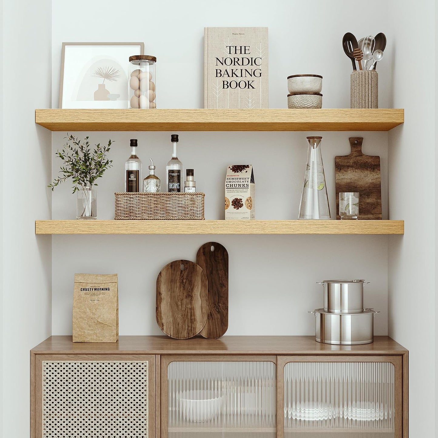 Vivelove Single Floating Shelves 48x10” Set of 1, Oak