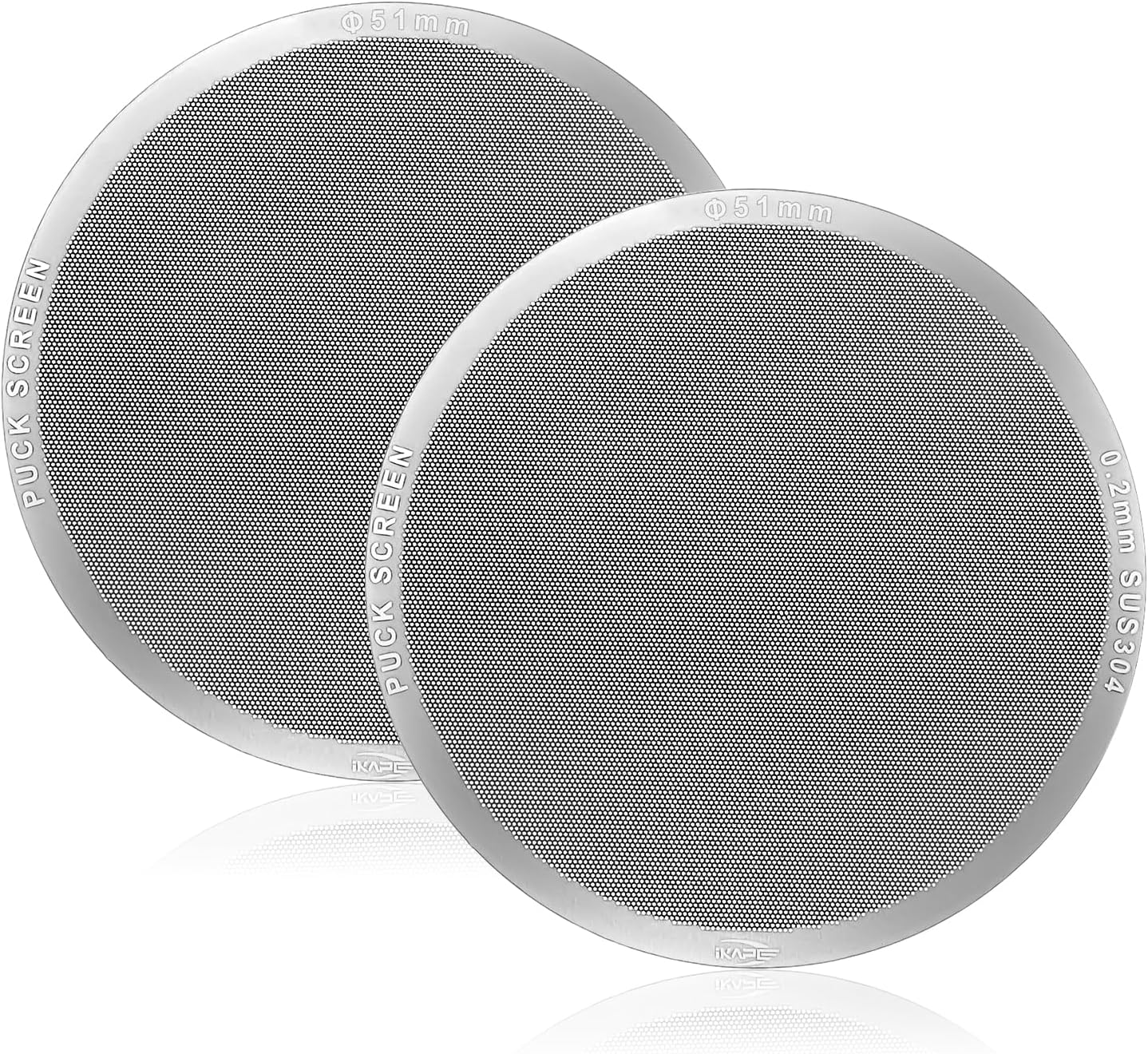 IKAPE 51mm 2pc Espresso Puck Screen, 0.2mm Thickness, Reusable Metal Ultra-thin & Ultra-light Coffee