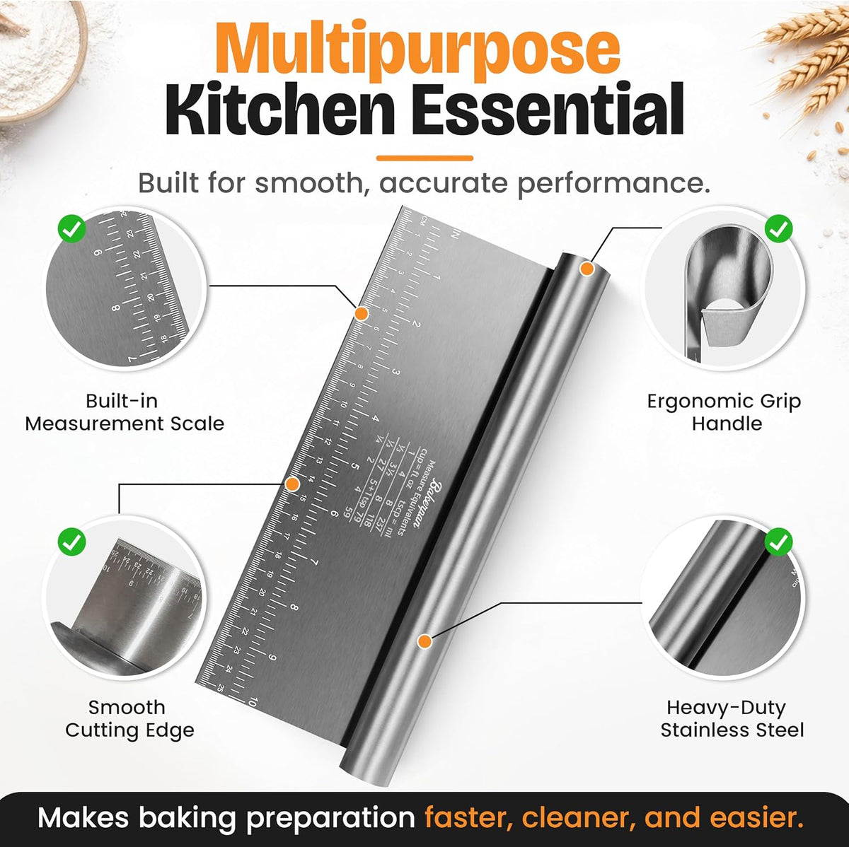 Bakerpan Stainless Steel Heavy Duty Dough Cutter 3 Size Set - 10