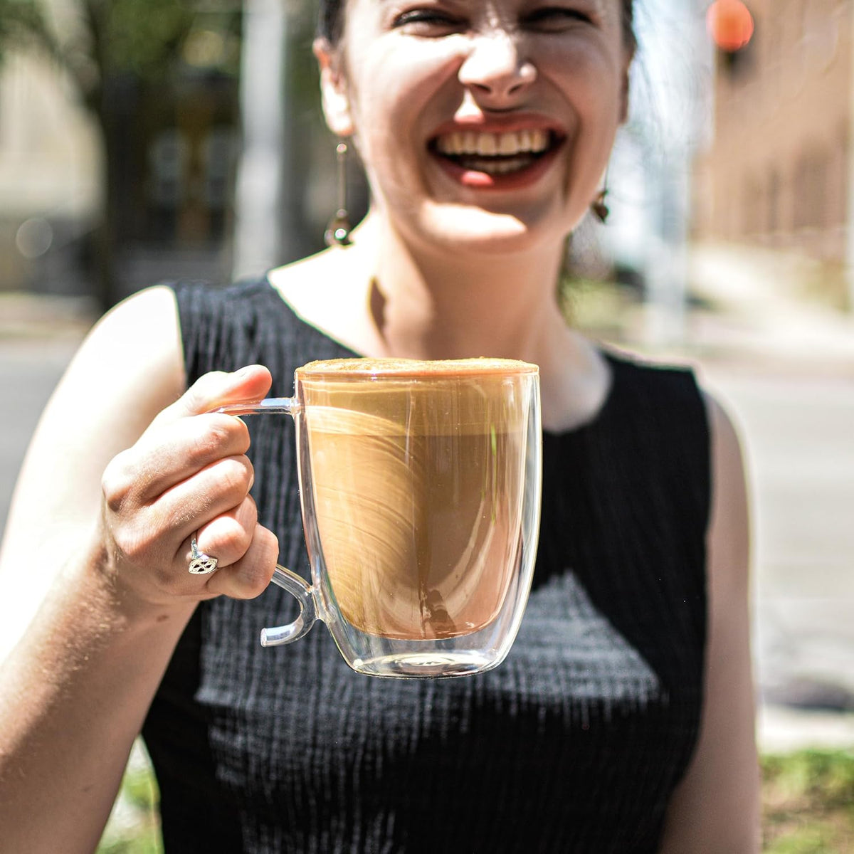 GROSCHE Cyprus Double Wall Glass Mug For Coffee, Tea And Cold Drinks, 16 Oz | Floating Drink Effect Adds Modern Style, While The Lightweight, Dishwasher-Safe Design Makes Daily Handling And Cleanup Easy.