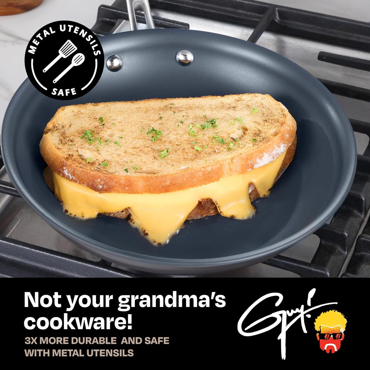 Guy Fieri's Flavortown Laser Titanium 2-Pc Fry Pan Set, 8.5" &amp; 10"