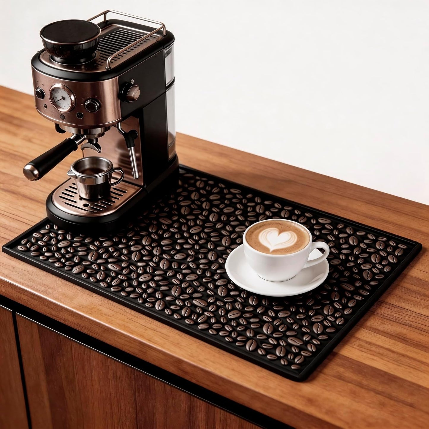 Innovative Design. Cute and Dynamic Coffee Bean-Shaped bar mats and Coffee mats.for Home Bar, Service Spill Mat for Cocktail Bartender Kitchen, Counter Top Cup Glasses Dish Drying Mat,18"x12" 1piece