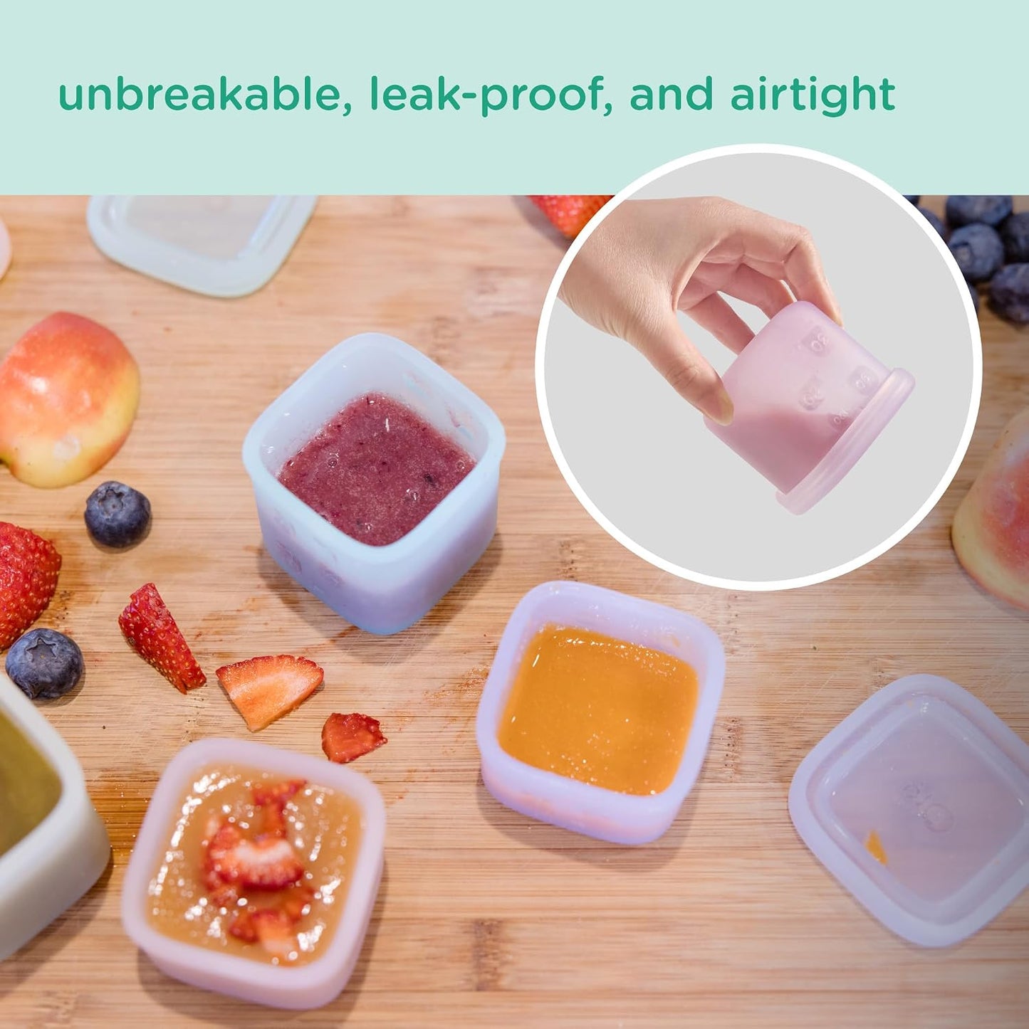 Olababy Silicone Baby Food Storage Containers 4pk, 4oz (Blueberry) | For Baby Food, Snacks, Formula, Puree &amp; Sauce. BPA &amp; Micro Plastic-Free. Daycare Essentials for Toddlers.