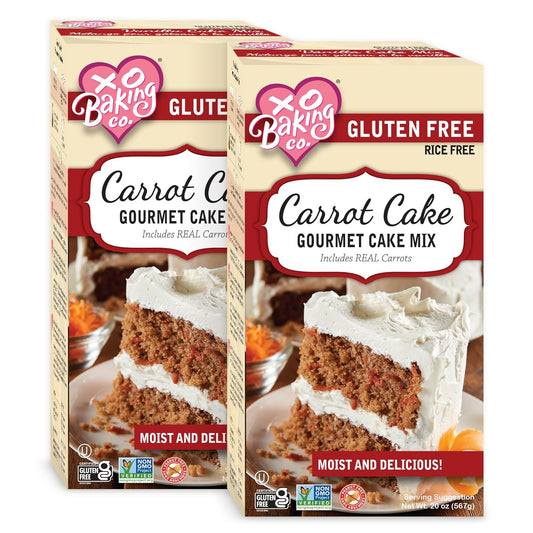 XO Baking Co. Gluten Free Carrot Cake Gourmet Cake Mix; Contains Real Carrots; Non-GMO; Kosher; Rice Free; Soy Free; Dairy