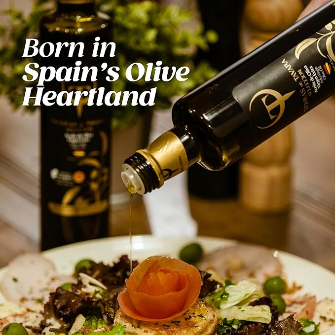 Tierras de Tavara Selection | Ultra High Polyphenol Extra Virgin Olive Oil, First Cold Pressed Spanish EVOO with Multi-Awarded PDO, Single Source, Family Owned | 17 Fl Oz, 500 ml Glass Bottle