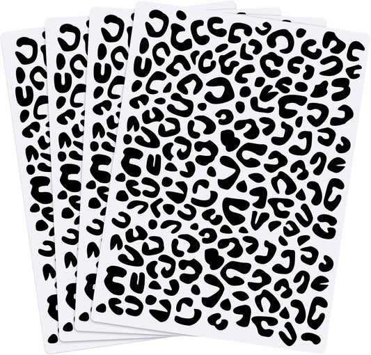 Zonon 4 Pieces Leopard Skin Stencil Reusable Cheetah Paint Stencil Template for Scrapbooking Fabric Drawing Tracing DIY Cake