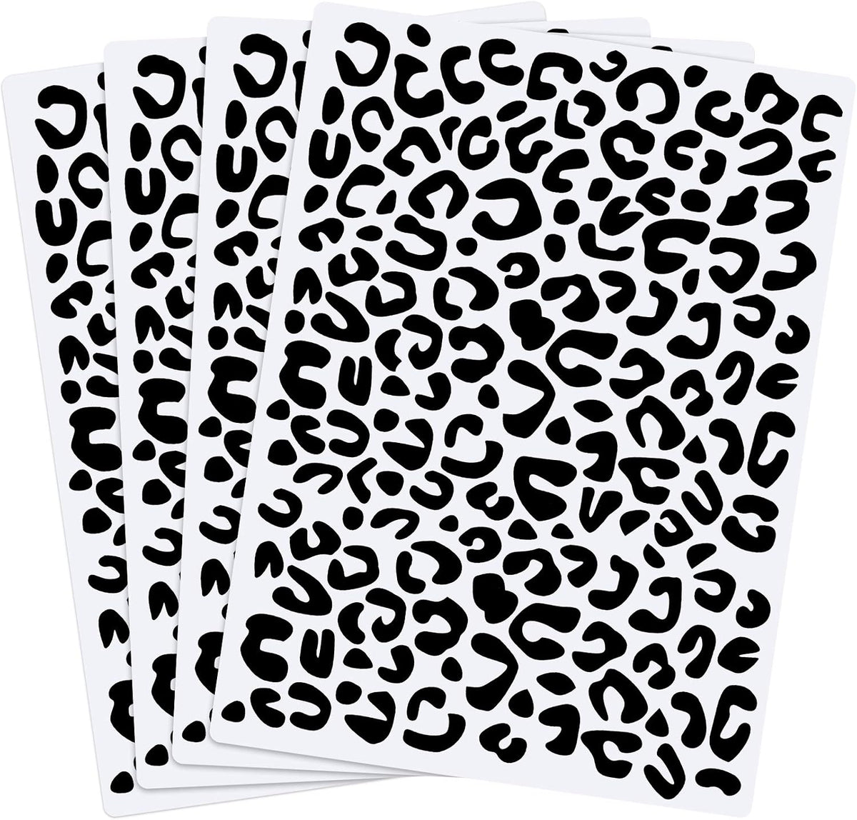 Zonon 4 Pieces Leopard Cheetah Print Paint Stencil,5.9 x 8.3 Inch | Reusable on Fabric Wall Furniture Floor, Animal Skin Pattern for DIY Cake Tracing Scrapbooking, Durable Plastic Templates