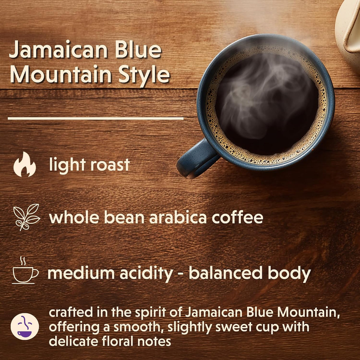 Coffee Bean Direct Jamaican Blue Mountain Style, Whole Bean, 2.5lb Bag | Light Roast, Handcrafted Blend, Arabica Coffee Beans