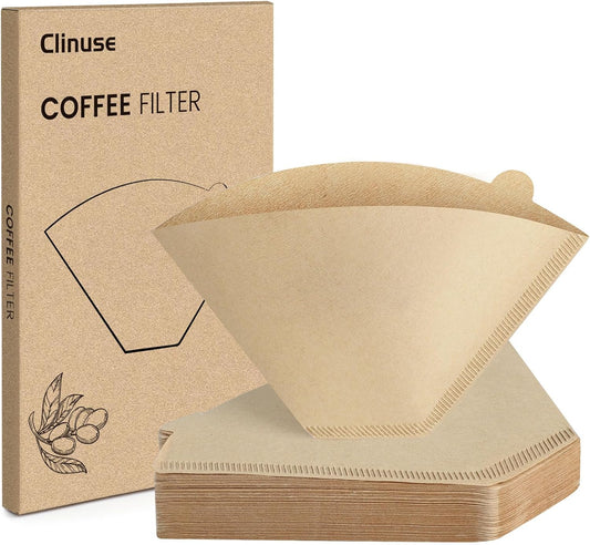 Coffee Filters 160 Count, Size 04 Cone Filters 8-12 Cup, Unbleached Disposable Natural Paper Filters, 04 Cone Filters For