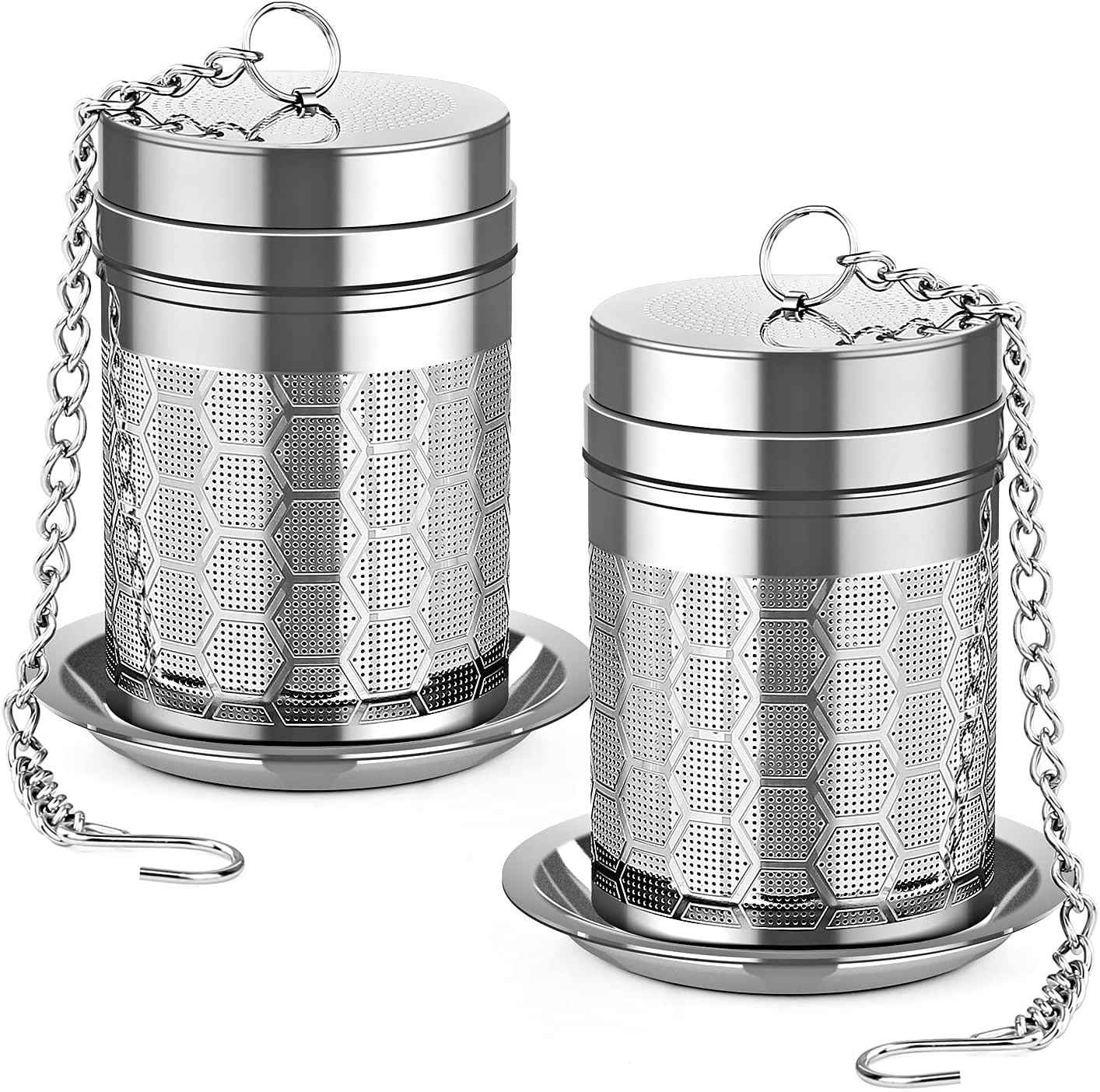 Tea Infusers for Loose Tea, (2 Pack) 18/8 Stainless Steel Tea Strainer Set, Extra Fine Mesh Tea Stee