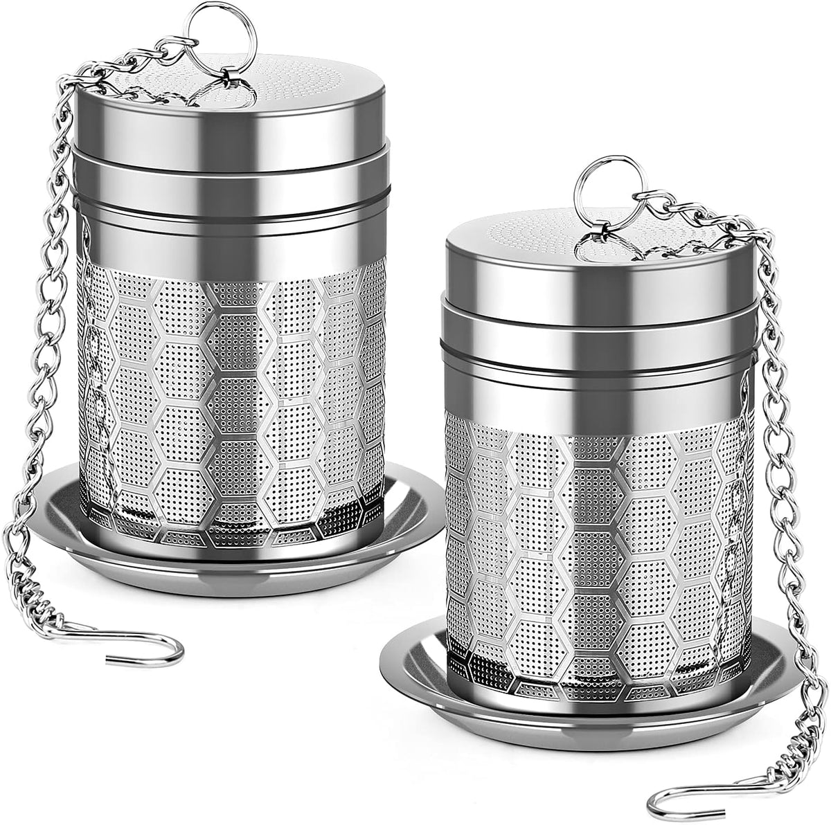 Tea Infusers for Loose Tea, (2 Pack) 18/8 Stainless Steel Tea Strainer Set, Extra Fine Mesh Tea Stee