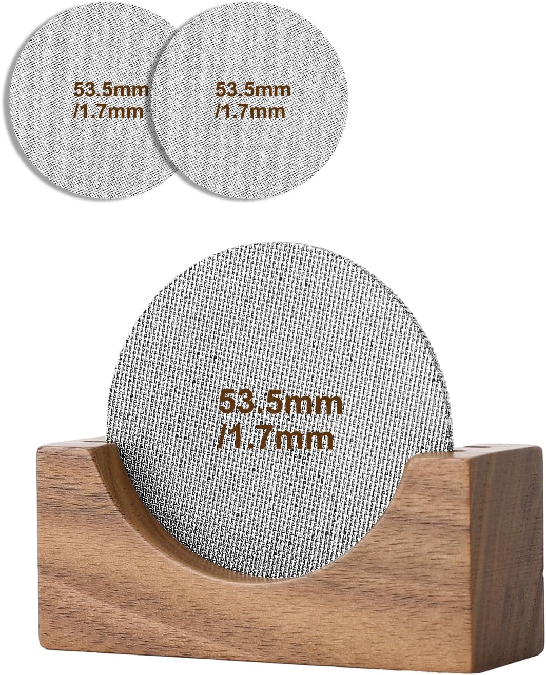 53.5mm Coffee Puck Screen &amp; Walnut Puck Screen Holder