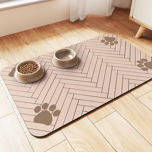 Pet Feeding Mat-Absorbent Pet Placemat for Food and Water Bowl, with Waterproof Rubber Backing, Quick Dry Water Dispenser