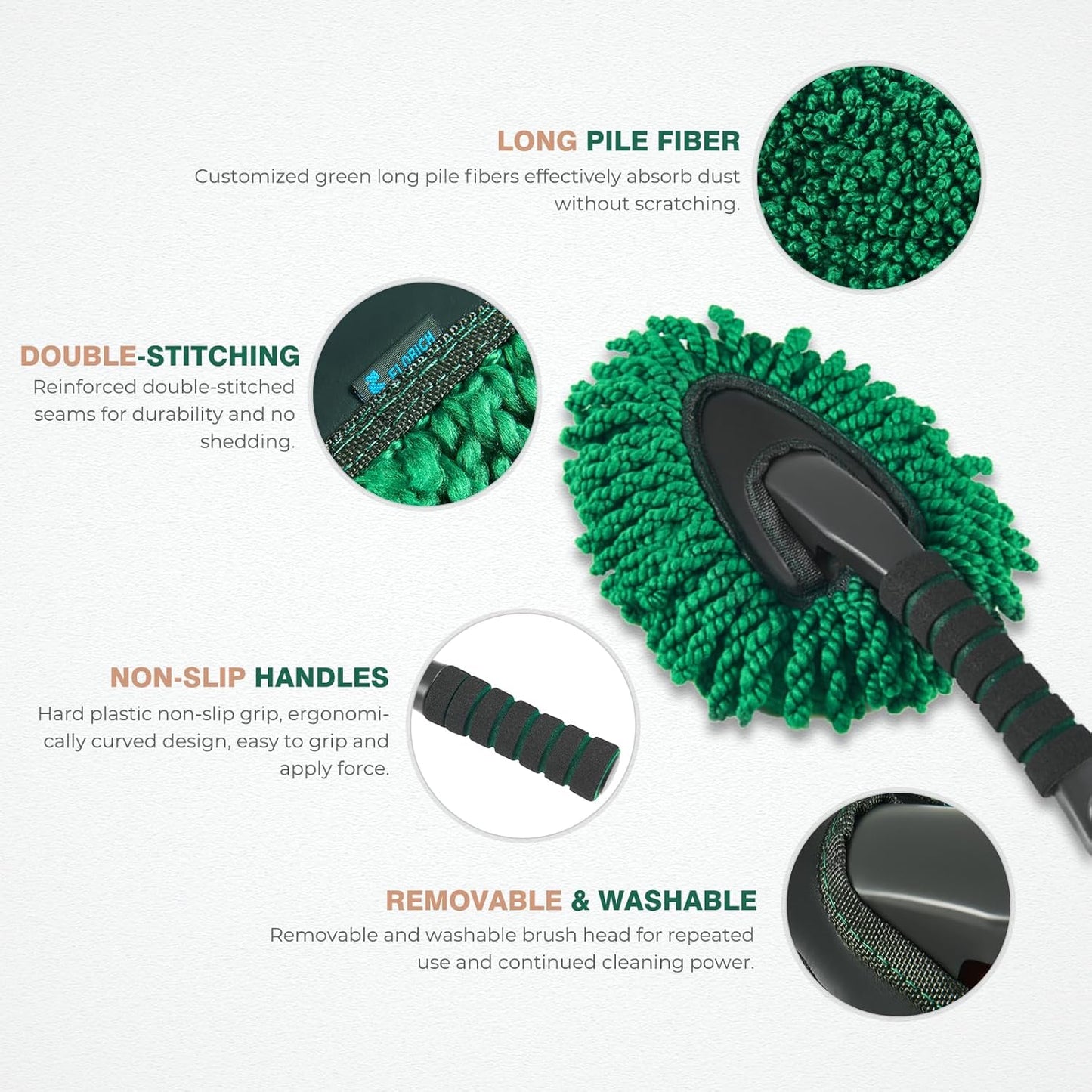 FLORICH Large Microfiber Car Duster Kit, Extendable Car Duster Exterior Scratch Free, Car Cleaning Brush Car Interior Detailing Kit, Car Cleaning Supplies for Cars RV Truck Boat