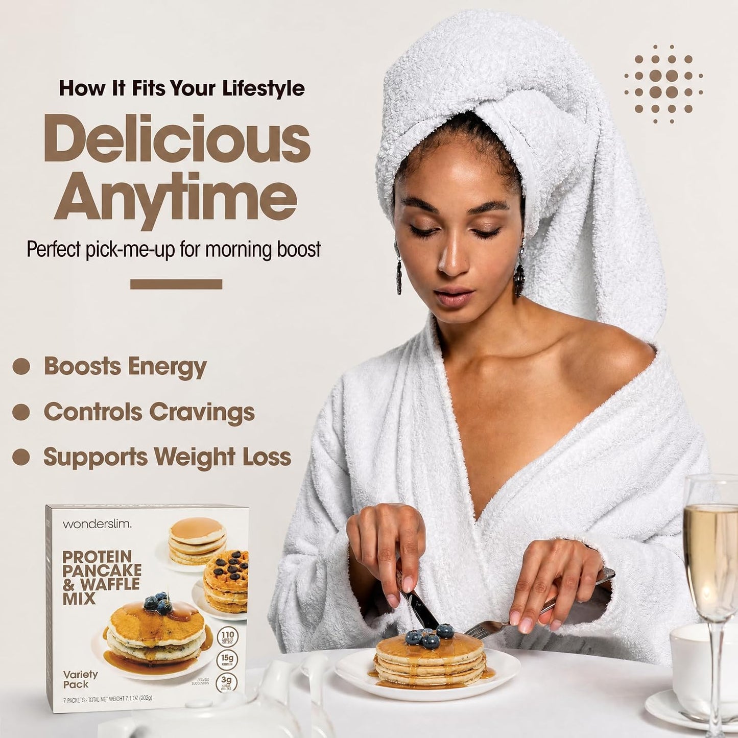 Wonderslim Protein Pancake &amp; Waffle Mix, Low Calorie – 7ct (Variety Pack)