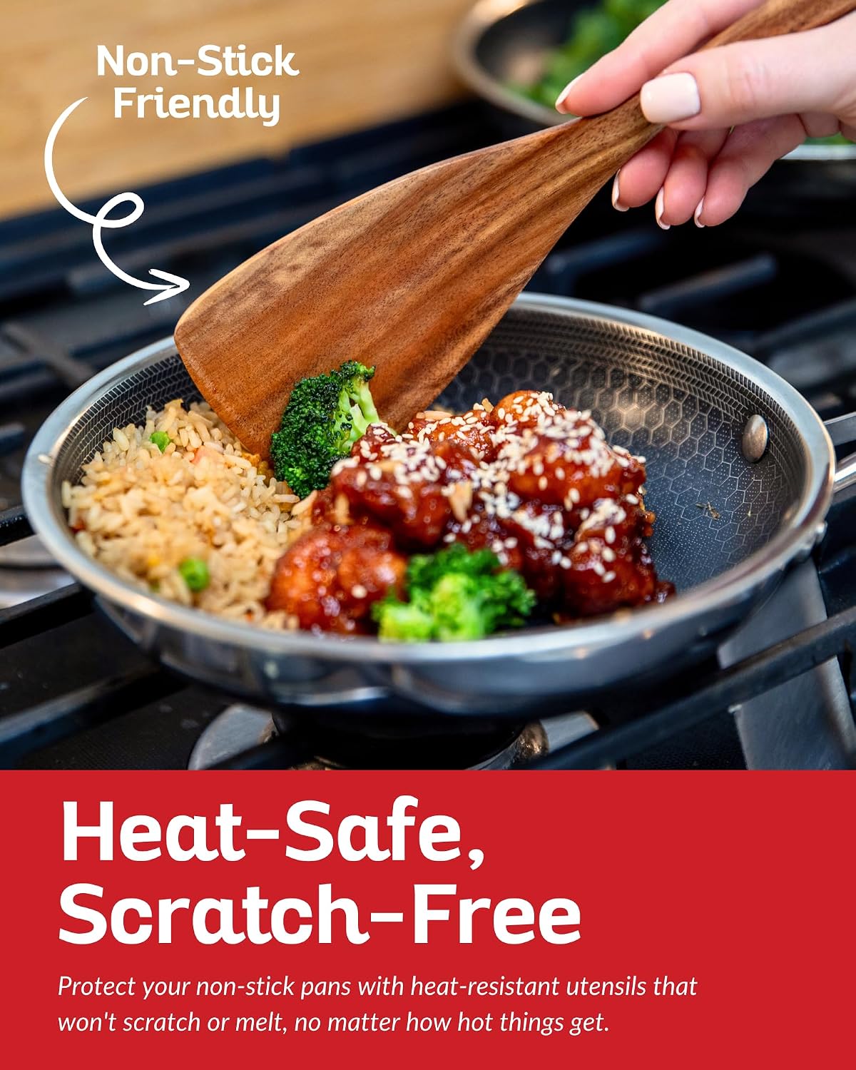 Boxiki Kitchen Luxury Teak Wood Utensil Set - Elegant 6-Piece Cooking Ensemble Including Spoons, Server, Scraper &amp; Spatula - Expertly Crafted for Culinary Excellence