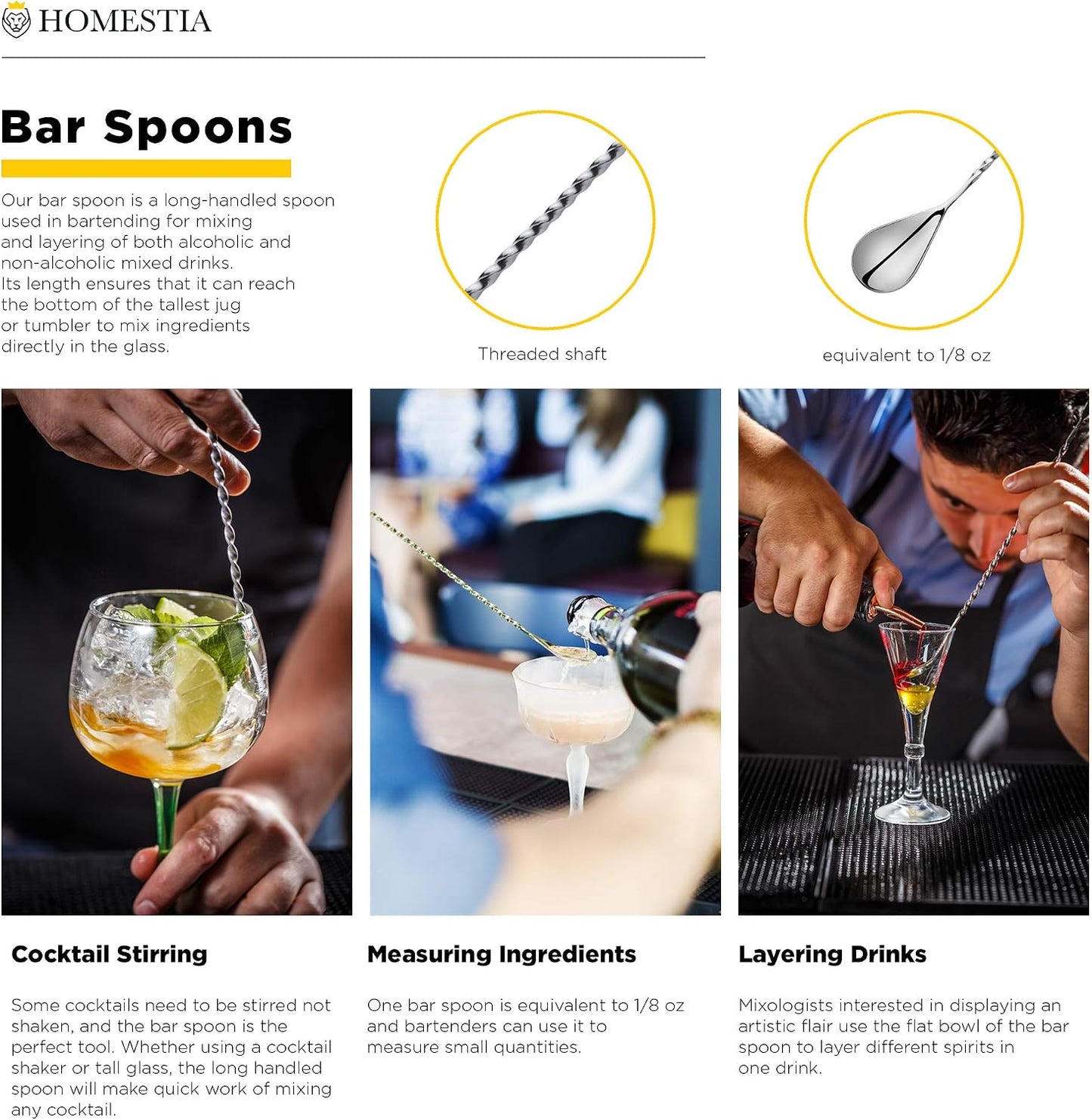 Homestia 12'' Bar Spoon, 2 Pcs Cocktail Spoon with Octopus Seahorse Decor | Dirty Soda Bar Supplies, Stainless Steel Coffee Bar Use, Mixing &amp; Layering Drink Stirrer, Long Spoon for Bartending Stirring