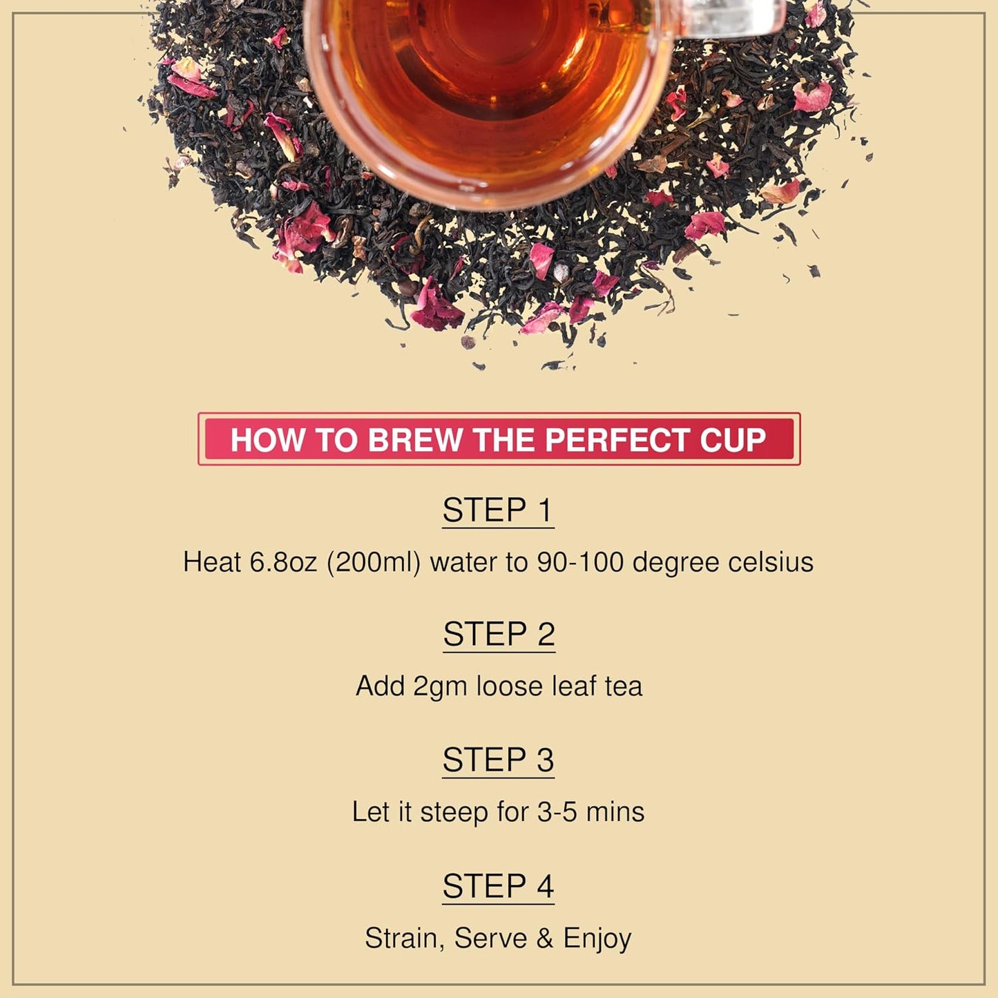 BREWIX Chocolate Rose Black Tea Loose Leaf (50+ Cups, 3.53oz) - Naturally Sweet Dessert Tea with Cocoa &amp; Rose Petals, Caffeinated, Hot or Iced