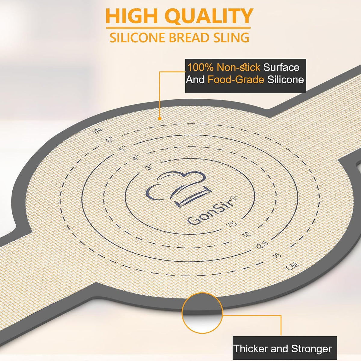 Silicone Bread Sling, Round and Oval Dutch Oven Baking Mat with Upgraded Handles, Non-Stick &amp; Easy Clean Baking Mat to Transfer Sour Dough Easily, 2 Pcs Reusable Bread Mat Set